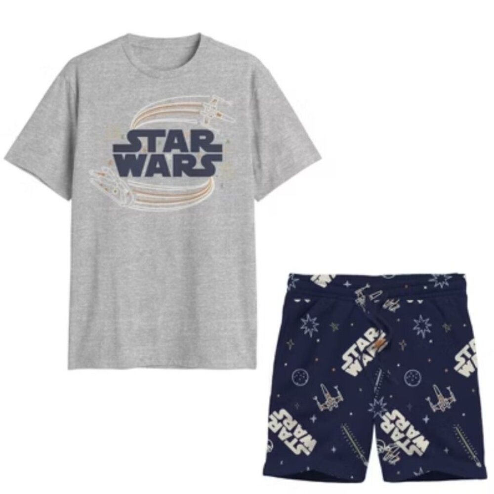 NEW Star Wars Men's Pajama Set - Heathered Gray/Navy Blue XL